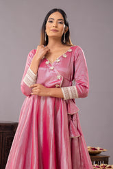 Rose pink silk anarkali - kasumi.in